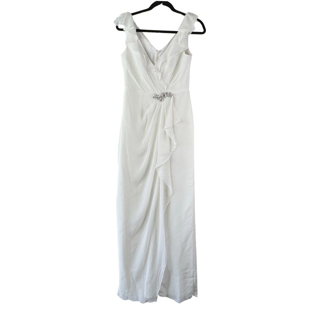 Wonder by Jenny Packham White Embellished V Neck Wedding Bridal Dress Size 4 New